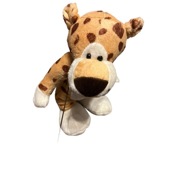 SKM Enterprises Inc Leopard Kids 13" White Beige Brown Standing Plush Cuddly - Picture 2 of 8